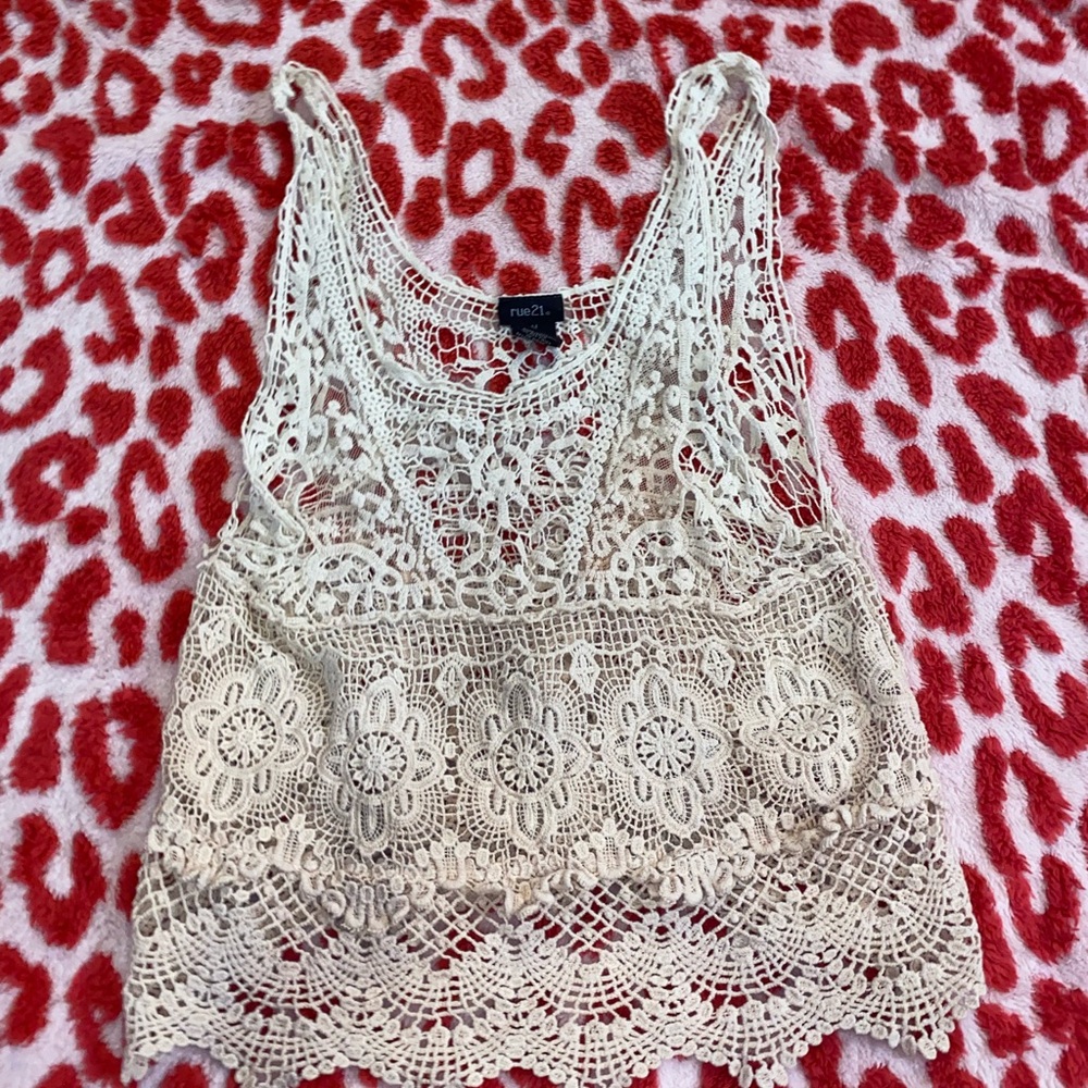 Rue21 Cream Lace Crochet Camisole